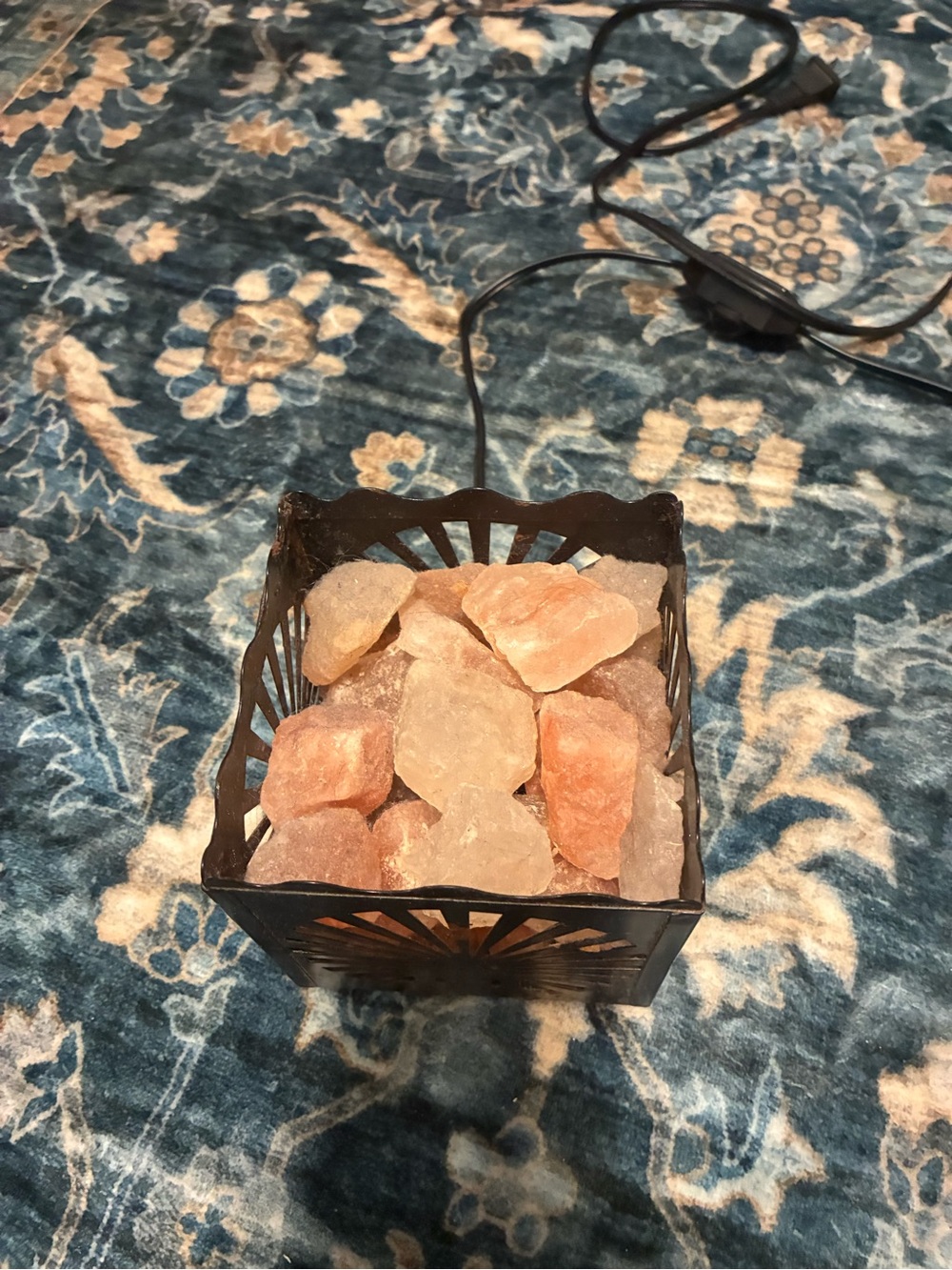 Himalayan Salt Lamp Rock Salt Chunks in Decorative Holder - Pink/Orange